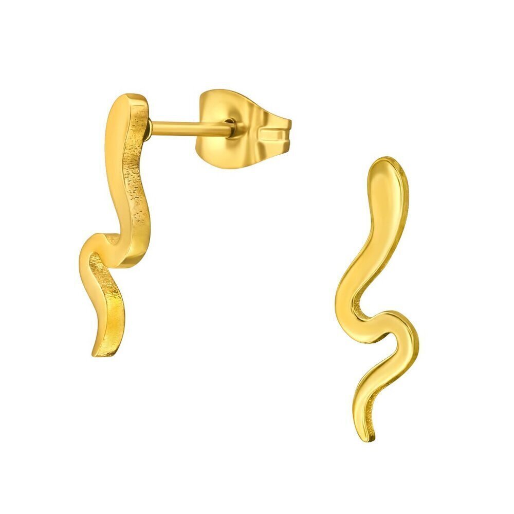 Gold Stainless Steel Snake Ear Studs | 15mm